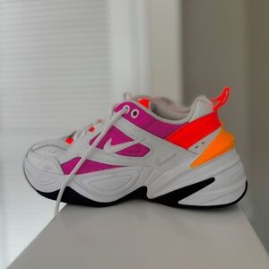 Nike Women M2K Tekno A03108-104 Sneakers Size 5.5 White, Hot Pink & Neon Orange
